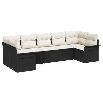 Set Divano da Giardino con archiviazione 7 pcs Nero Poly Rattan | homemem39