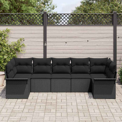 Set Divano da Giardino con archiviazione 7 pcs Nero Poly Rattan | homemem39