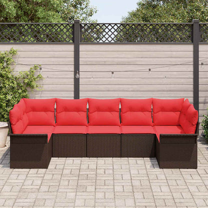 Set Divano da Giardino 7 pcs Marrone Poly Rattan | homemem39