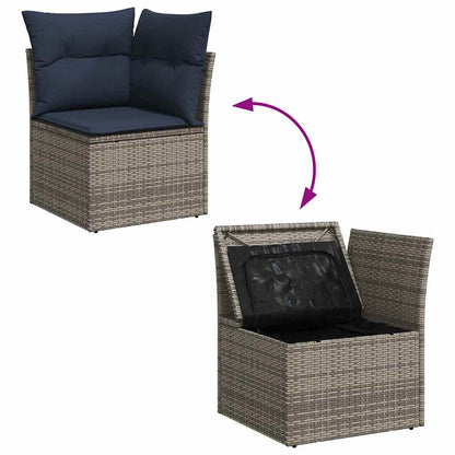 Set Divano da Giardino 7 pcs Grigio Poly Rattan | homemem39