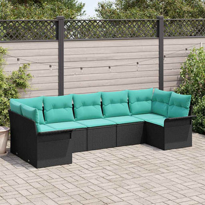 Set Divano da Giardino con archiviazione 7 pcs Nero Poly Rattan | homemem39