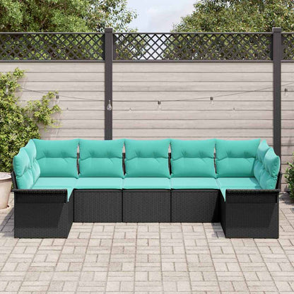 Set Divano da Giardino con archiviazione 7 pcs Nero Poly Rattan