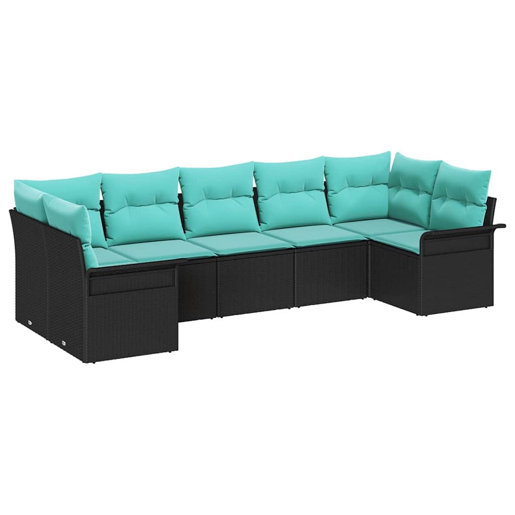 Set Divano da Giardino con archiviazione 7 pcs Nero Poly Rattan | homemem39