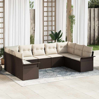 Set Divano da Giardino 9 pcs Marrone polyrattan | homemem39