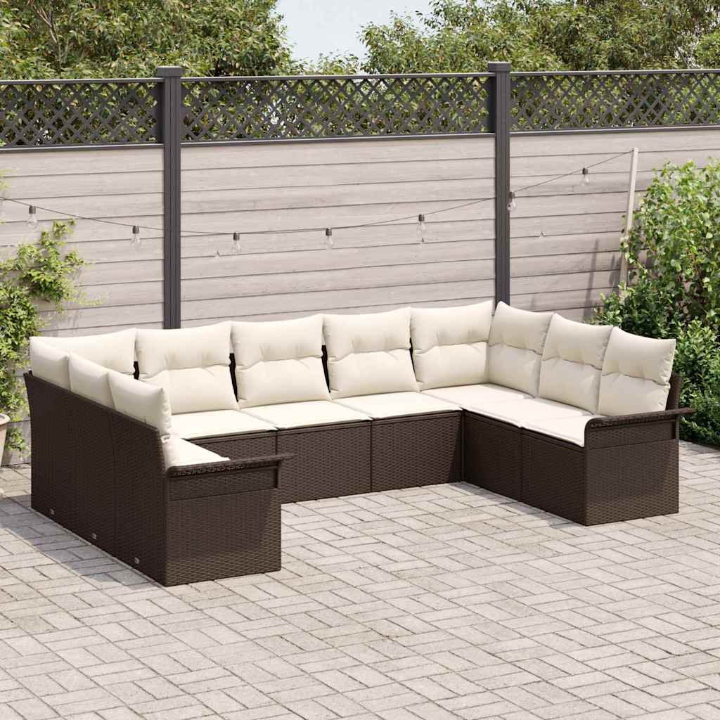Set Divano da Giardino 9 pcs Marrone polyrattan | homemem39