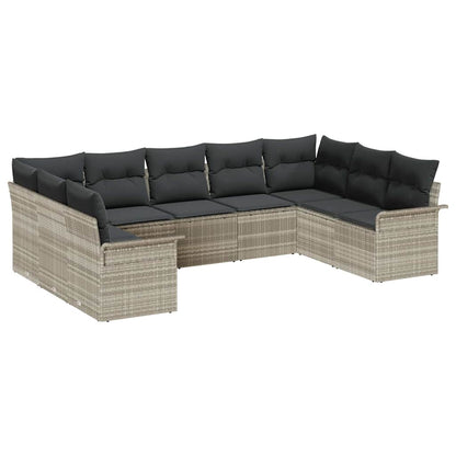 Set Divano da Giardino 9 pcs Grigio chiaro polyrattan | homemem39