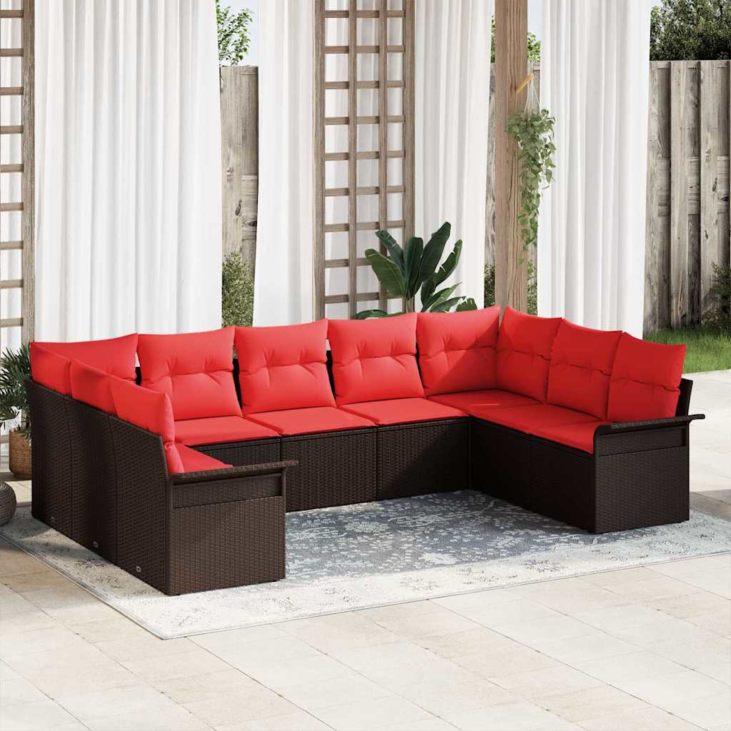 Set Divano da Giardino con archiviazione 9 pcs Beige polyrattan | homemem39