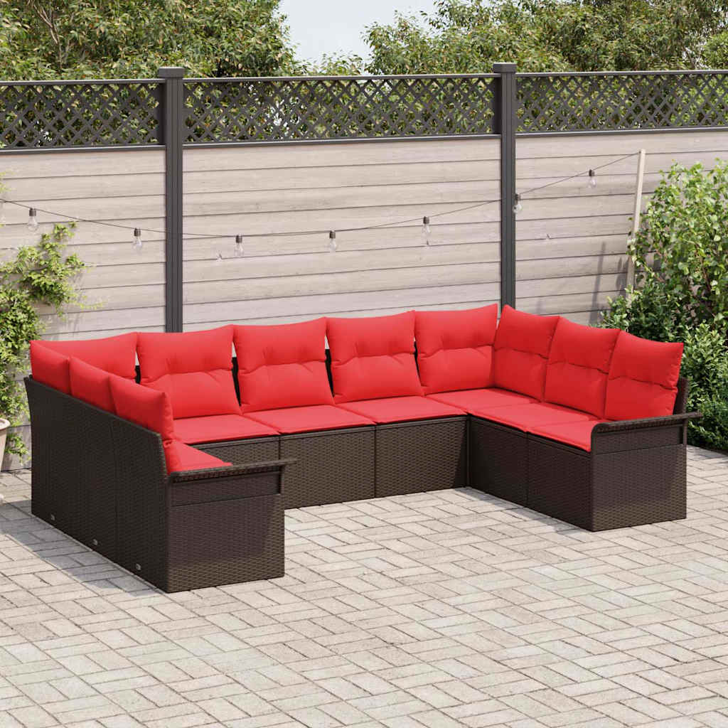 Set Divano da Giardino con archiviazione 9 pcs Beige polyrattan | homemem39