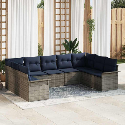 Set Divano da Giardino 9 pcs Grigio chiaro polyrattan | homemem39