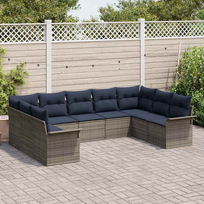 Set Divano da Giardino 9 pcs Grigio chiaro polyrattan