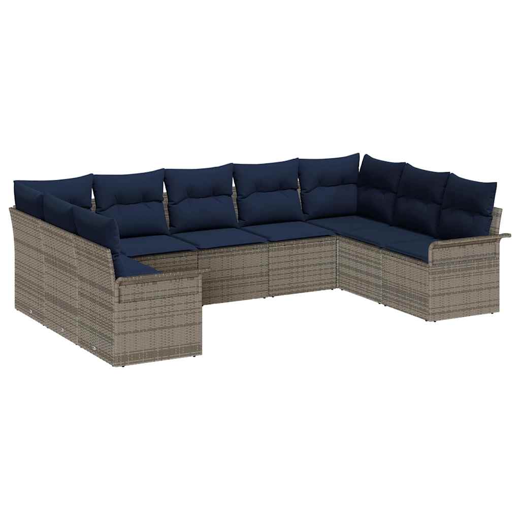 Set Divano da Giardino 9 pcs Grigio chiaro polyrattan | homemem39