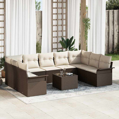 Set Divano da Giardino 10 pcs Grigio polyrattan | homemem39