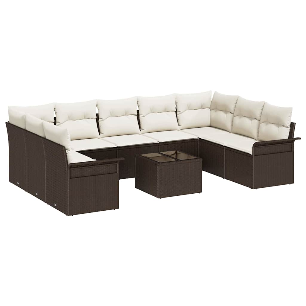 Set Divano da Giardino 10 pcs Grigio polyrattan | homemem39