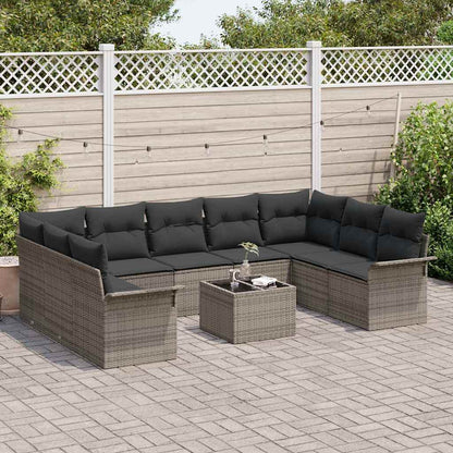 Set Divano da Giardino con archiviazione 10 pcs Nero polyrattan | homemem39
