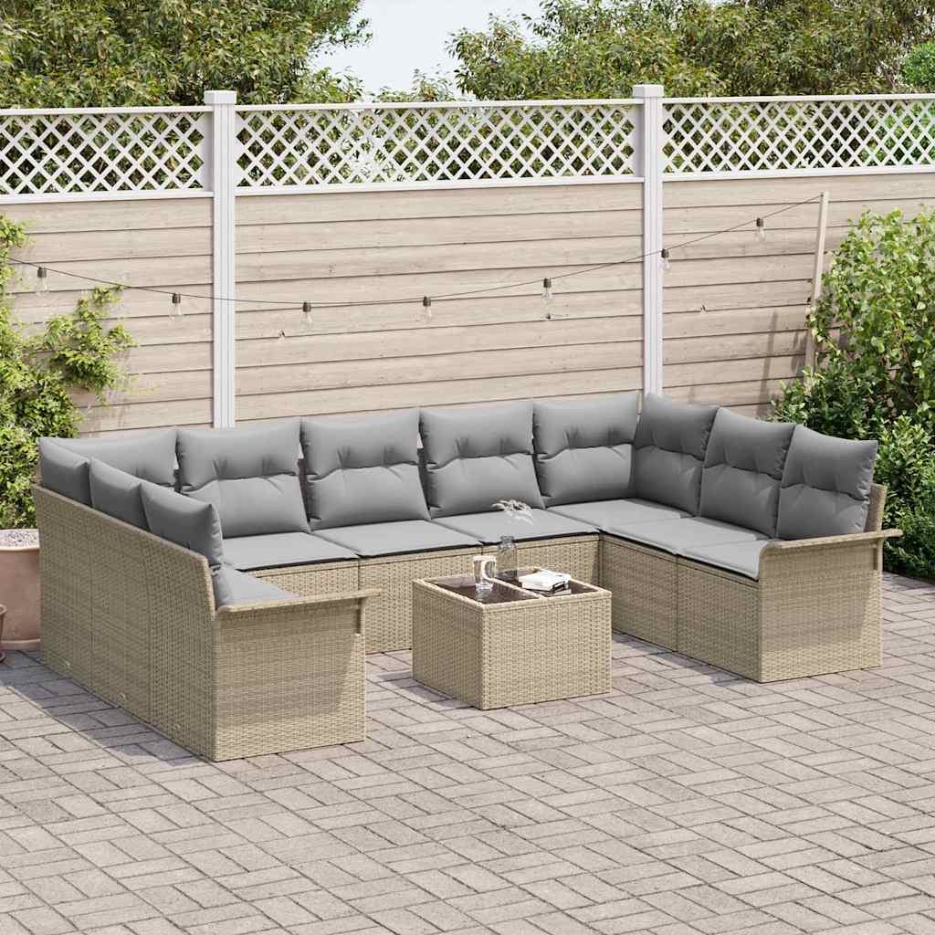 Set Divano da Giardino con archiviazione 10 pcs Nero polyrattan | homemem39