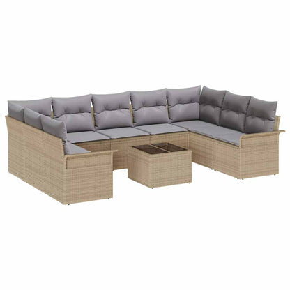 Set Divano da Giardino con archiviazione 10 pcs Nero polyrattan | homemem39