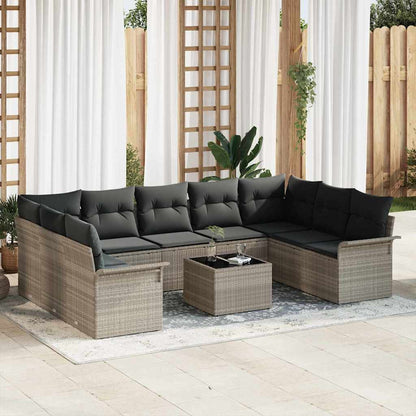 Set Divano da Giardino 10 pcs Grigio polyrattan | homemem39