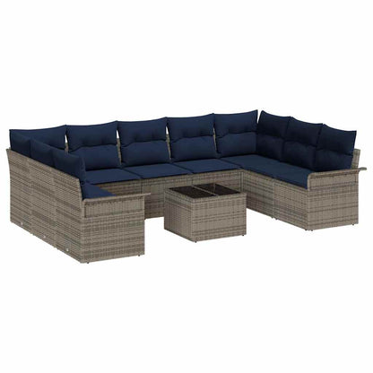 Set Divano da Giardino 10 pcs Grigio polyrattan