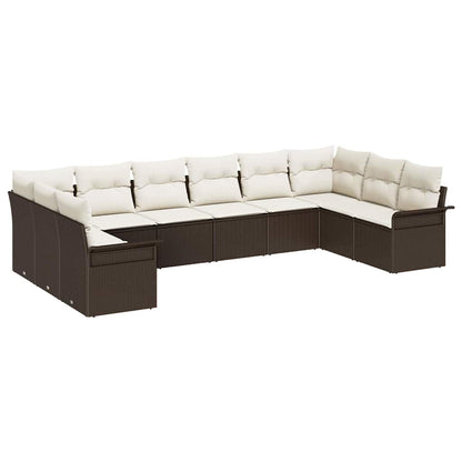 Set Divano da Giardino 10 pcs Marrone polyrattan | homemem39