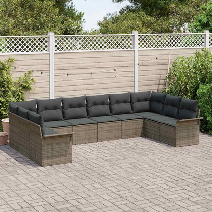 Set Divano da Giardino 10 pcs Grigio polyrattan | homemem39
