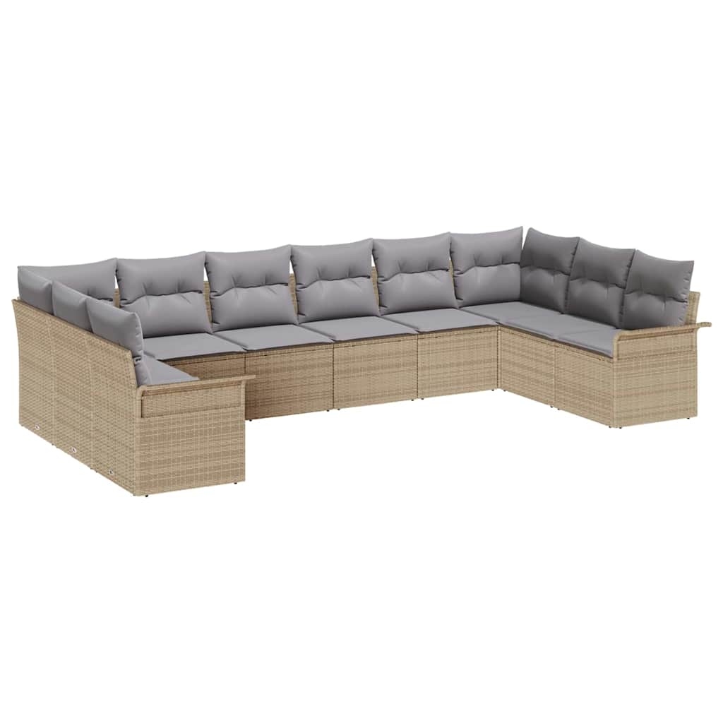 Set Divano da Giardino 10 pcs Beige polyrattan | homemem39