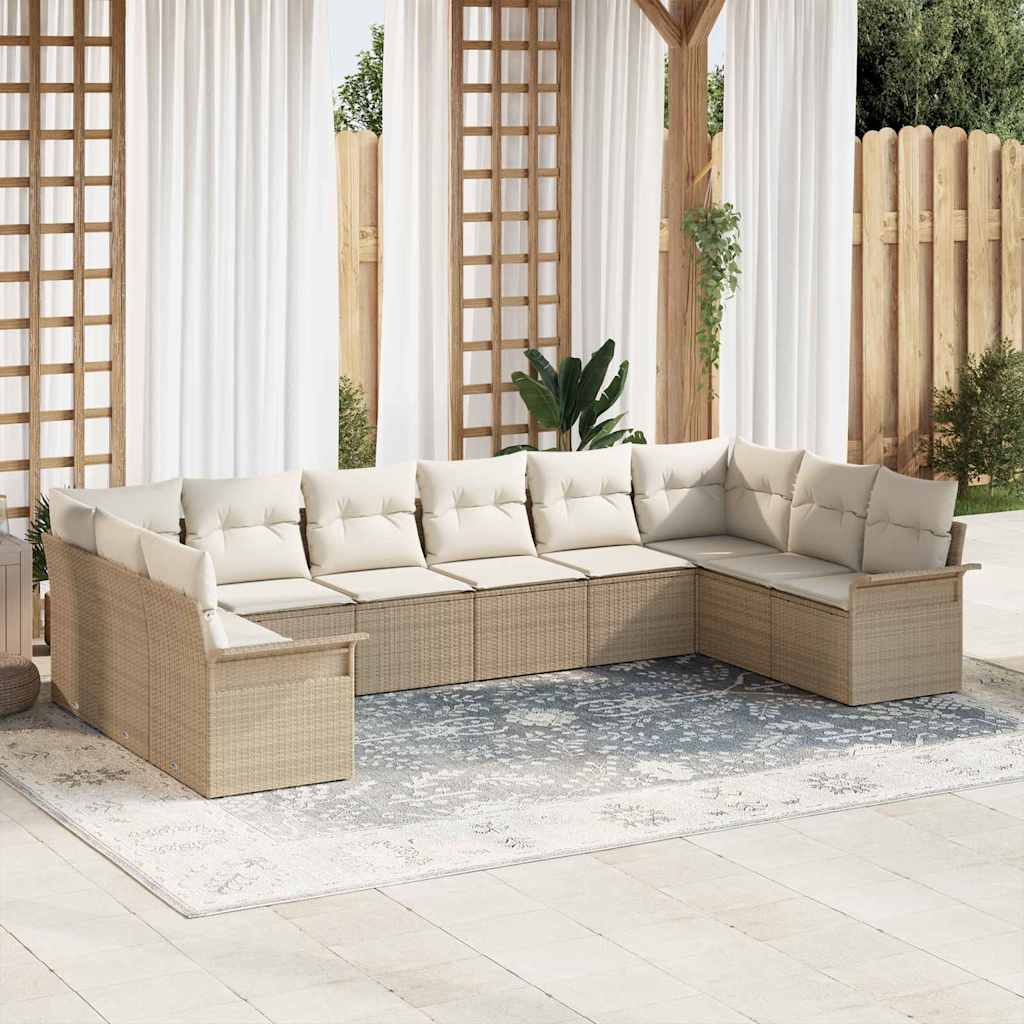 Set Divano da Giardino 10 pcs Beige polyrattan | homemem39
