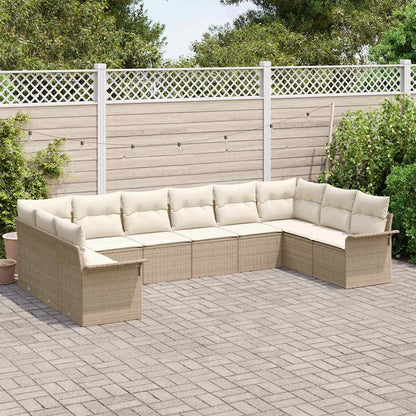 Set Divano da Giardino 10 pcs Beige polyrattan