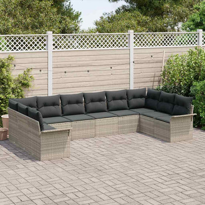Set Divano da Giardino 10 pcs Grigio chiaro polyrattan | homemem39