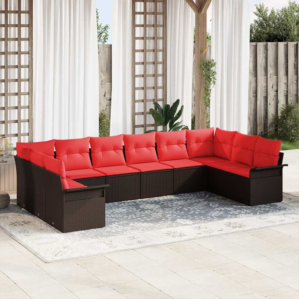 Set Divano da Giardino 10 pcs Beige polyrattan