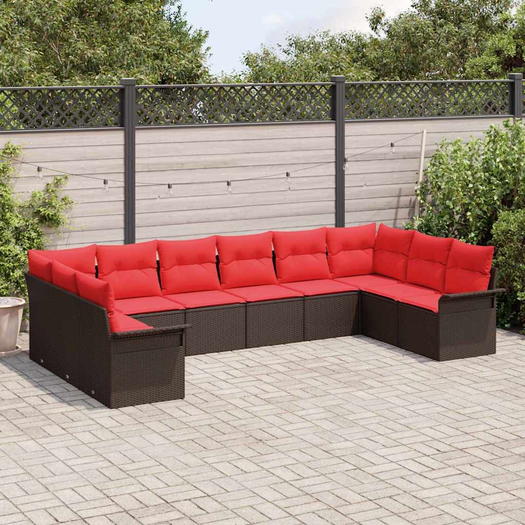 Set Divano da Giardino 10 pcs Beige polyrattan | homemem39