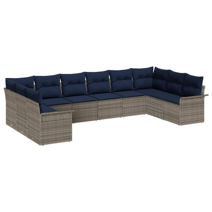 Set Divano da Giardino 10 pcs Grigio chiaro polyrattan