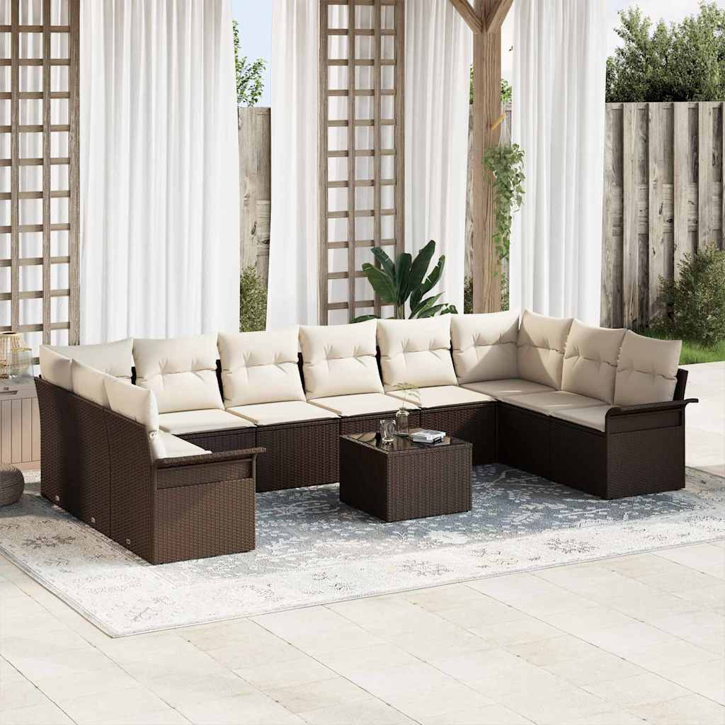 Set Divano da Giardino 11 pcs Grigio polyrattan | homemem39