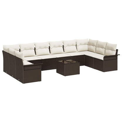 Set Divano da Giardino 11 pcs Grigio polyrattan | homemem39