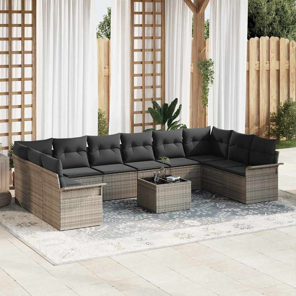 Set Divano da Giardino con archiviazione 11 pcs Nero polyrattan | homemem39