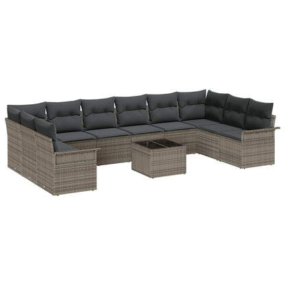 Set Divano da Giardino con archiviazione 11 pcs Nero polyrattan | homemem39