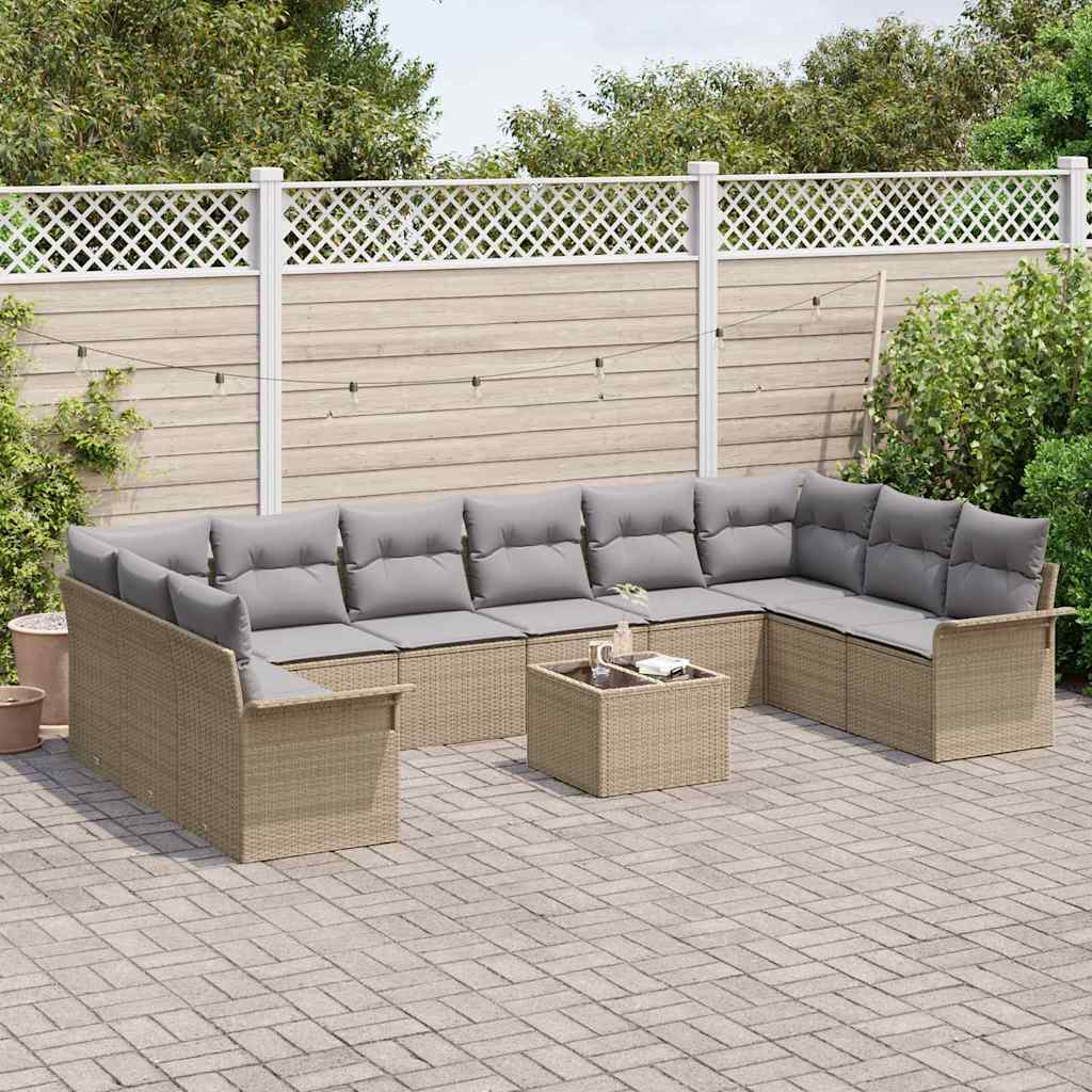 Set Divano da Giardino con archiviazione 11 pcs Nero polyrattan | homemem39