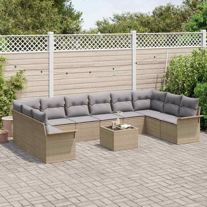 Set Divano da Giardino con archiviazione 11 pcs Nero polyrattan | homemem39