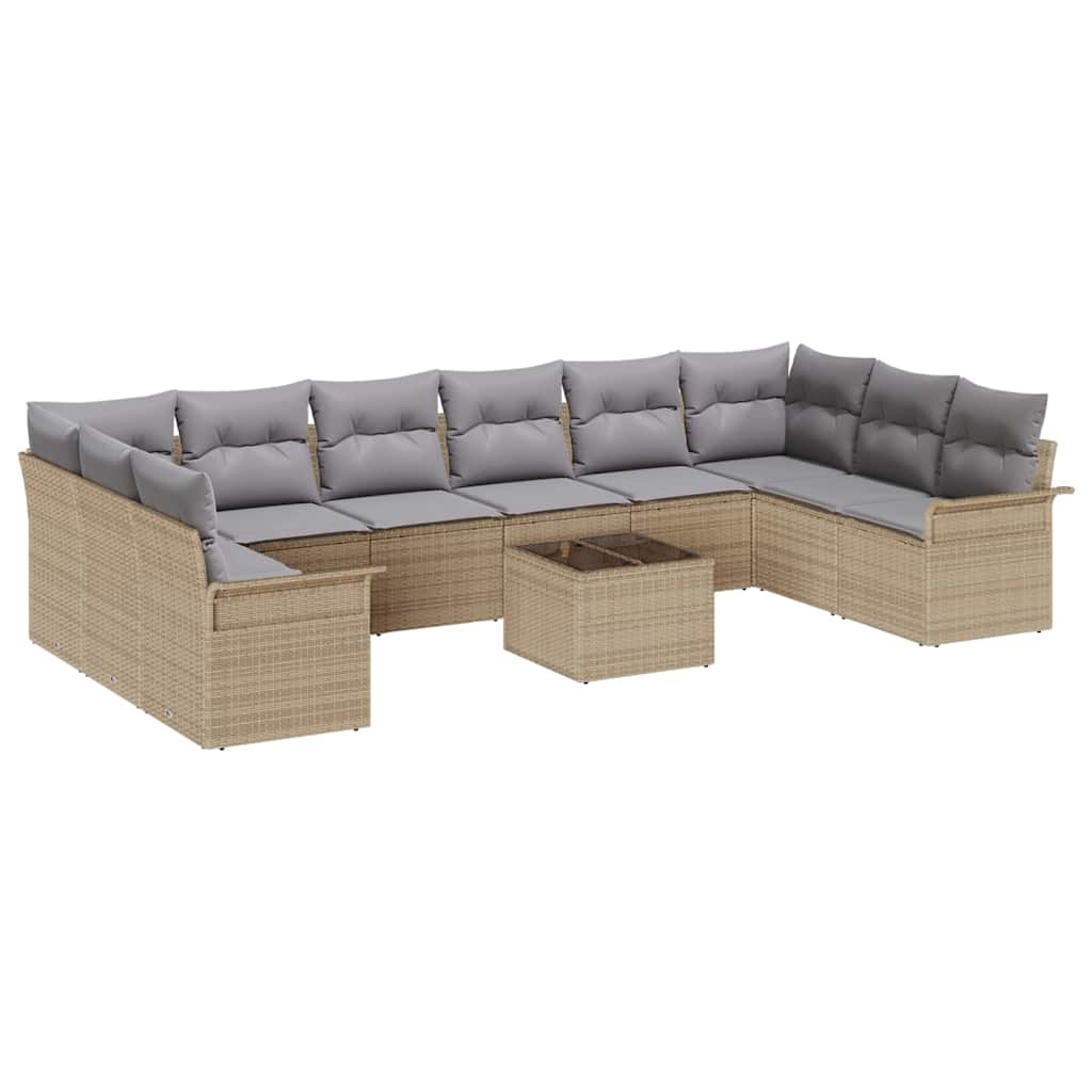 Set Divano da Giardino con archiviazione 11 pcs Nero polyrattan | homemem39