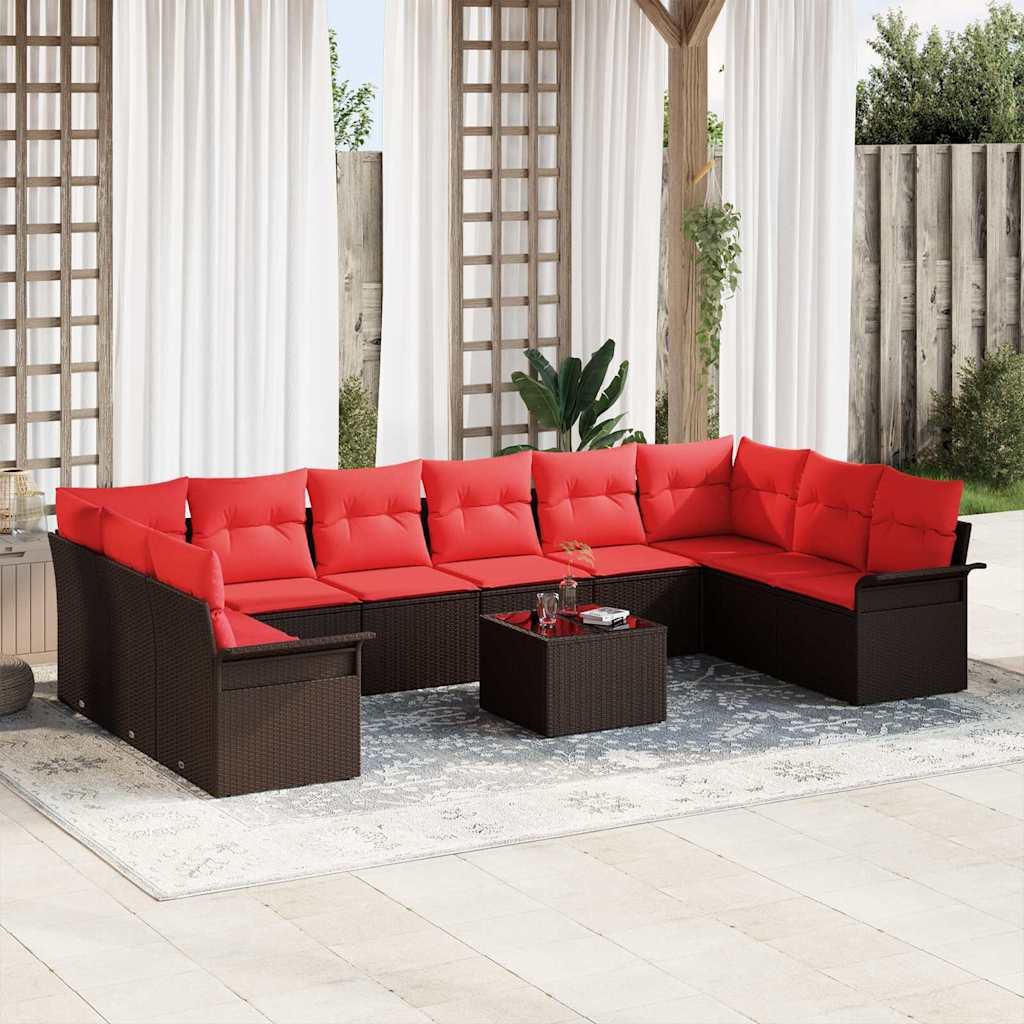 Set Divano da Giardino 11 pcs Marrone polyrattan | homemem39