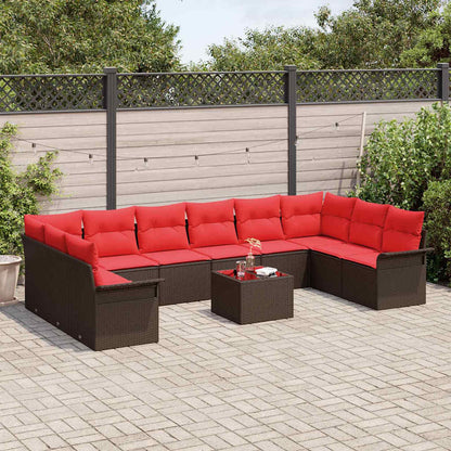 Set Divano da Giardino 11 pcs Marrone polyrattan