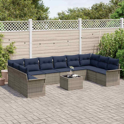 Set Divano da Giardino 11 pcs Grigio polyrattan | homemem39
