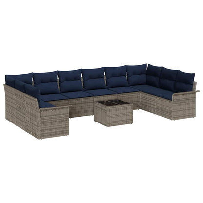 Set Divano da Giardino 11 pcs Grigio polyrattan | homemem39