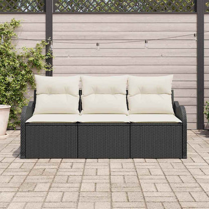 Set Divano da Giardino con archiviazione 3 pcs Nero Poly Rattan | homemem39