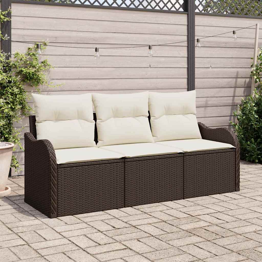 Set Divano da Giardino 3 pcs Marrone Poly Rattan | homemem39