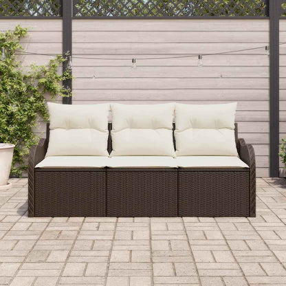 Set Divano da Giardino 3 pcs Marrone Poly Rattan | homemem39