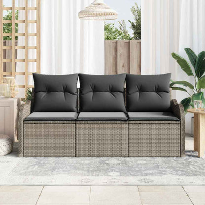 Set Divano da Giardino 3 pcs Grigio Poly Rattan | homemem39