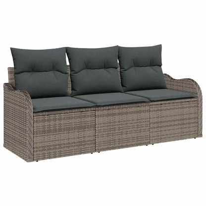 Set Divano da Giardino 3 pcs Grigio Poly Rattan | homemem39