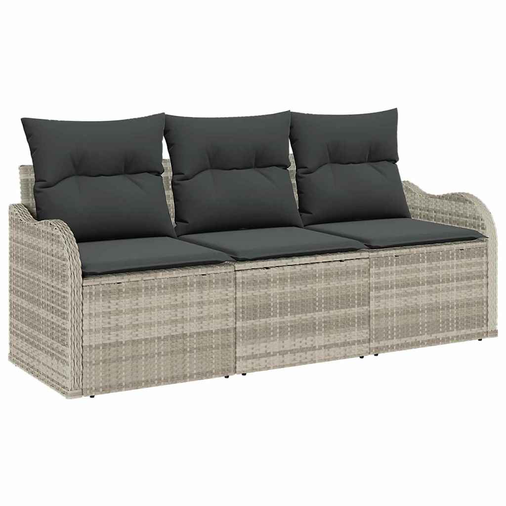 Set Divano da Giardino 3 pcs Grigio chiaro Poly Rattan | homemem39
