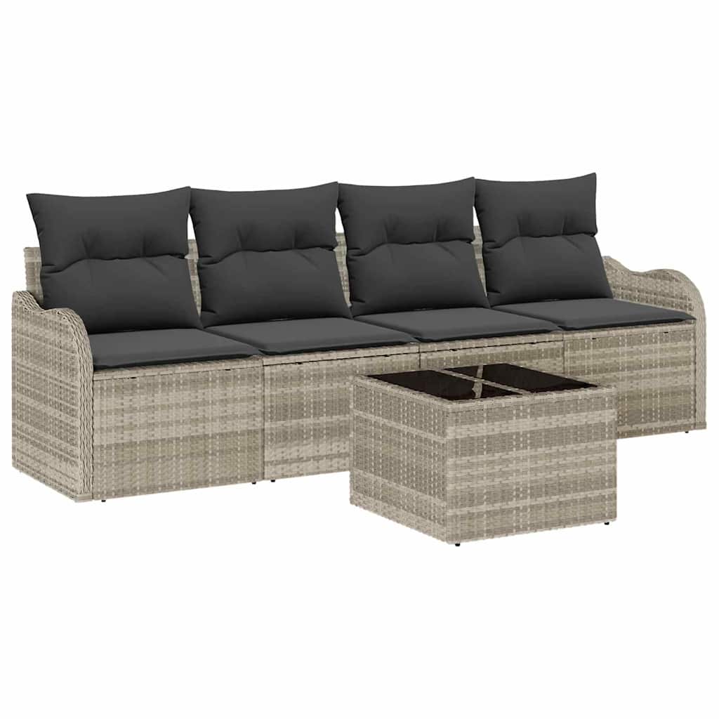 Set Divano da Giardino 5 pcs Grigio chiaro e grigio scuro