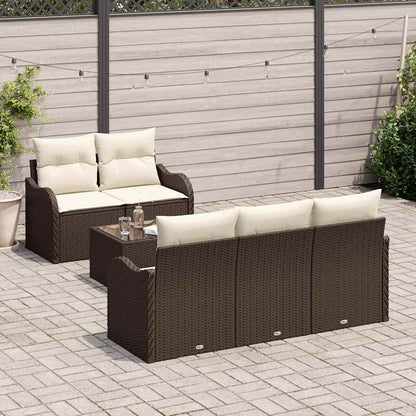Set Divano da Giardino con cuscino 6 pcs Marrone e Crema